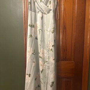 Lulu's Sage and White Floral Maxi Dress